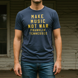 Mens Heather Navy Make Music Not War Tee