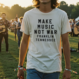 Mens Vintage White Make Music Not War Tee