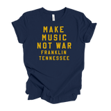 Mens Heather Navy Make Music Not War Tee